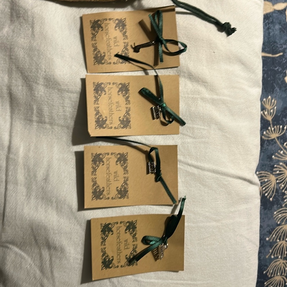 Wild Horsefeathers pewter charms. Hoof pick, WALK, TROT, CANTER.